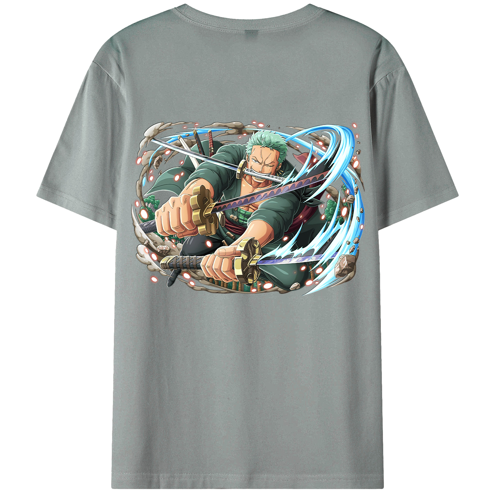 ワンピース ロロノア・ゾロ ONE PIECE Roronoa Zoro 綿100％ メンズ半袖Tシャツ（バックプリント） 通気性